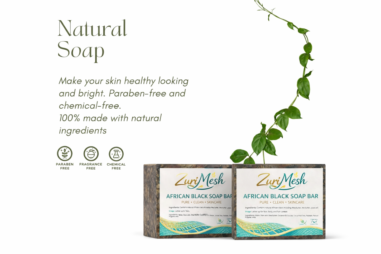 African Black Soap for Dark Spots, Authentic Raw from Ghana, Great for Oily Skin, Rashes, Acne, Eczema, Natural Soap, Face and Body Wash - Cruelty and Paraben Free, 4 Oz